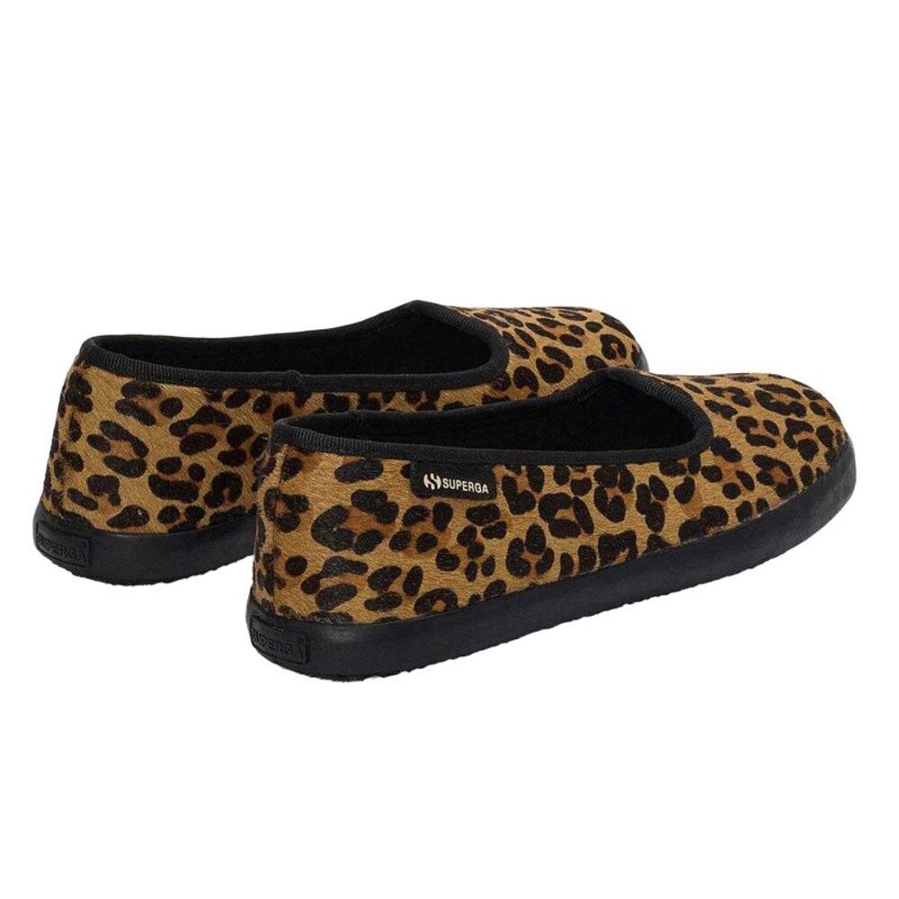 Superga Womens/Ladies 2441 Leopard Print Leather Calf Hair Ballerina Flats / Bro - Picture 2 of 4